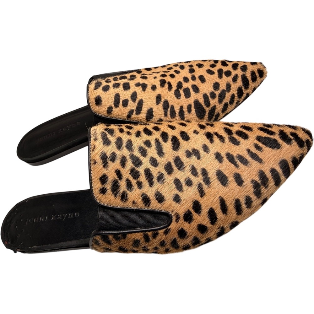 Jenni Kayne Leopard Print‎ Calf Hair Pointed Toe Mules Women Sz 38 - Picture 5 of 12